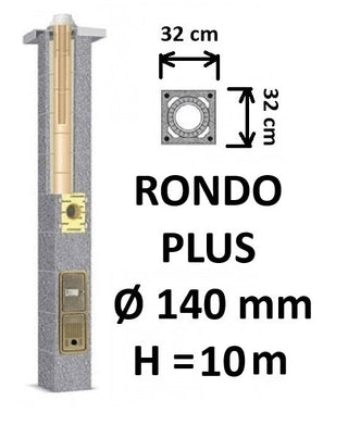 Kamino komplektas SCHIEDEL RONDO PLUS Ø140 mm, B, C, D klasės namams. Keramikinis kaminas. Keraminio dūmtraukio komplektas.