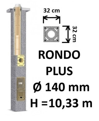 Kamino komplektas SCHIEDEL RONDO PLUS Ø140 mm, B, C, D klasės namams. Keramikinis kaminas. Keraminio dūmtraukio komplektas.