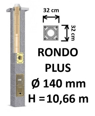 Kamino komplektas SCHIEDEL RONDO PLUS Ø140 mm, B, C, D klasės namams. Keramikinis kaminas. Keraminio dūmtraukio komplektas.