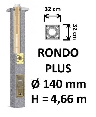 Kamino komplektas SCHIEDEL RONDO PLUS Ø140 mm, B, C, D klasės namams. Keramikinis kaminas. Keraminio dūmtraukio komplektas.