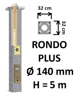 Kamino komplektas SCHIEDEL RONDO PLUS Ø140 mm, B, C, D klasės namams. Keramikinis kaminas. Keraminio dūmtraukio komplektas.