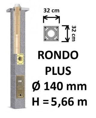Kamino komplektas SCHIEDEL RONDO PLUS Ø140 mm, B, C, D klasės namams. Keramikinis kaminas. Keraminio dūmtraukio komplektas.