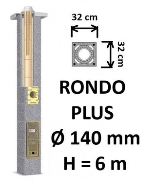 Kamino komplektas SCHIEDEL RONDO PLUS Ø140 mm, B, C, D klasės namams. Keramikinis kaminas. Keraminio dūmtraukio komplektas.