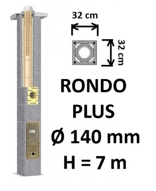 Kamino komplektas SCHIEDEL RONDO PLUS Ø140 mm, B, C, D klasės namams. Keramikinis kaminas. Keraminio dūmtraukio komplektas.