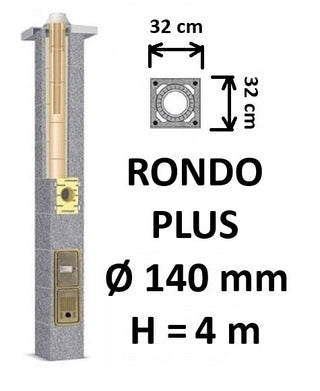 Kamino komplektas SCHIEDEL RONDO PLUS Ø140 mm, B, C, D klasės namams. Keramikinis kaminas. Keraminio dūmtraukio komplektas.