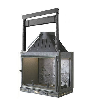 SEGUIN Multivision 8000 RIGHT LIFT kampinis ketinis židinys pakeliamu stiklu. Kampinė ketinė židinio kapsulė. Kampinė židinio kapsulė iš ketaus.