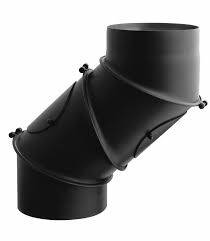 DARCO D-150 mm / 90° / 4seg. reguliuojama dūmtraukio alkūnė su pravala. Kamino pajungimo alkūnė židiniams ir krosnelėms. Juoda dūmų alkūnė.
