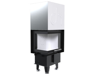 Defro Home INTRA XS BL MINI G židinys, 8 kW – židinio kapsulė su kampiniu stiklu, į viršų atidaromomis durelėmis