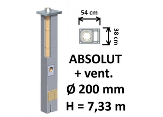 Kamino komplektas Schiedel Absolut Ø200 mm su ventiliaciniu kanalu, keramikinis dūmtraukis namams A, A+, A++