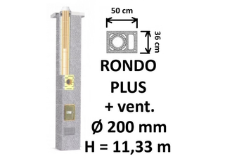 Kamino komplektas SCHIEDEL RONDO PLUS Ø200 mm su ventiliaciniu kanalu B, C, D klasės namams