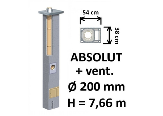 Kamino komplektas Schiedel Absolut Ø200 mm su ventiliaciniu kanalu, keramikinis dūmtraukis namams A, A+, A++