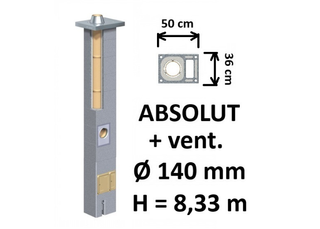 Kamino komplektas Schiedel Absolut Ø140 mm su ventiliaciniu kanalu, keramikinis dūmtraukis namams A++ lygio
