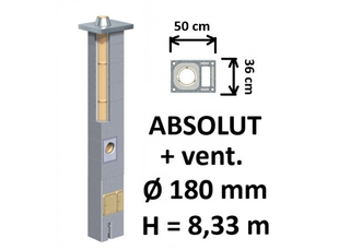 Kamino komplektas Schiedel Absolut Ø180 mm su ventiliaciniu kanalu, keramikinis dūmtraukis A++ energijai namams