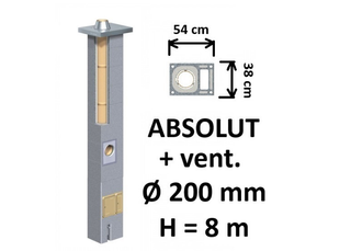 Kamino komplektas Schiedel Absolut Ø200 mm su ventiliaciniu kanalu, keramikinis dūmtraukis namams A, A+, A++