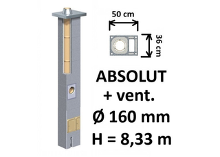 Kamino komplektas Schiedel Absolut Ø160 mm su ventiliaciniu kanalu, keramikinis dūmtraukis namams A, A+, A++ klasės