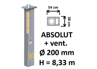 Kamino komplektas Schiedel Absolut Ø200 mm su ventiliaciniu kanalu, keramikinis dūmtraukis namams A, A+, A++
