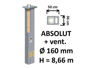 Kamino komplektas Schiedel Absolut Ø160 mm su ventiliaciniu kanalu, keramikinis dūmtraukis namams A, A+, A++ klasės