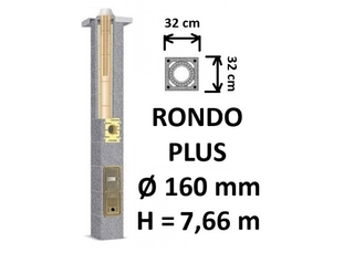 Kamino komplektas SCHIEDEL RONDO PLUS Ø160 mm, B, C, D klasės namams. Keramikinis kaminas. Keraminio dūmtraukio komplektas.