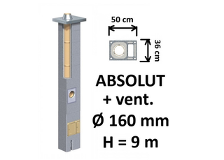 Kamino komplektas Schiedel Absolut Ø160 mm su ventiliaciniu kanalu, keramikinis dūmtraukis namams A, A+, A++ klasės
