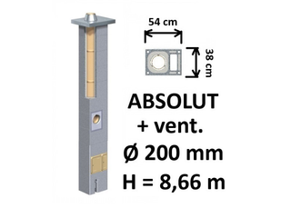 Kamino komplektas Schiedel Absolut Ø200 mm su ventiliaciniu kanalu, keramikinis dūmtraukis namams A, A+, A++