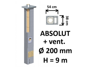 Kamino komplektas Schiedel Absolut Ø200 mm su ventiliaciniu kanalu, keramikinis dūmtraukis namams A, A+, A++