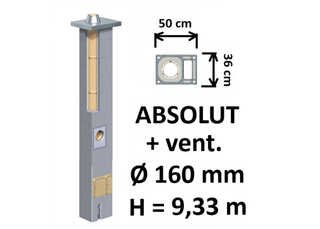 Kamino komplektas Schiedel Absolut Ø160 mm su ventiliaciniu kanalu, keramikinis dūmtraukis namams A, A+, A++ klasės