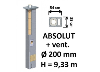 Kamino komplektas Schiedel Absolut Ø200 mm su ventiliaciniu kanalu, keramikinis dūmtraukis namams A, A+, A++