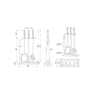 Židinio įrankiai SAVEN SET 6 L BLACK, trijų dalių židinio įrankių komplektas