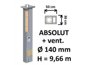Kamino komplektas Schiedel Absolut Ø140 mm su ventiliaciniu kanalu, keramikinis dūmtraukis namams A++ lygio