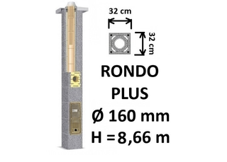 Kamino komplektas SCHIEDEL RONDO PLUS Ø160 mm, B, C, D klasės namams. Keramikinis kaminas. Keraminio dūmtraukio komplektas.