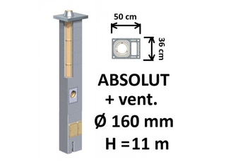 Kamino komplektas Schiedel Absolut Ø160 mm su ventiliaciniu kanalu, keramikinis dūmtraukis namams A, A+, A++ klasės