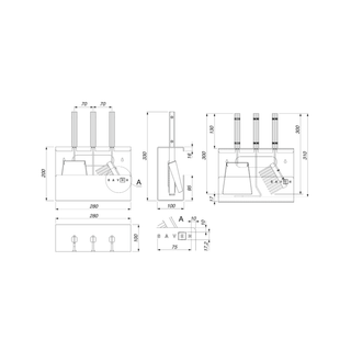 Židinio įrankiai SAVEN SET 1 S WHITE, trijų dalių židinio įrankių komplektas