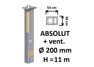 Kamino komplektas Schiedel Absolut Ø200 mm su ventiliaciniu kanalu, keramikinis dūmtraukis namams A, A+, A++
