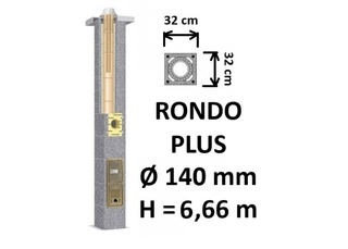 Kamino komplektas SCHIEDEL RONDO PLUS Ø140 mm, B, C, D klasės namams. Keramikinis kaminas. Keraminio dūmtraukio komplektas.