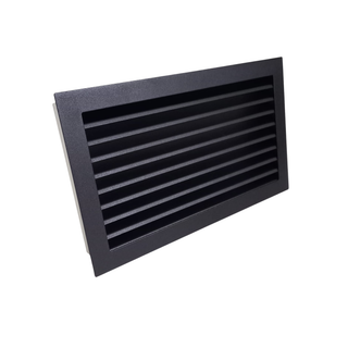 Juodos (smėlis) grotelės židiniams 700 x 150 mm, nukreipančios. Tiesios židinio grotelės su montavimo lizdu