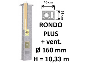 Kamino komplektas SCHIEDEL RONDO PLUS Ø160 mm su ventiliaciniu kanalu, B, C, D klasės namams, keramikinis dūmtraukis