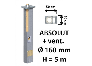 Kamino komplektas Schiedel Absolut Ø160 mm su ventiliaciniu kanalu, keramikinis dūmtraukis namams A, A+, A++ klasės