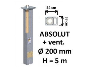 Kamino komplektas Schiedel Absolut Ø200 mm su ventiliaciniu kanalu, keramikinis dūmtraukis namams A, A+, A++
