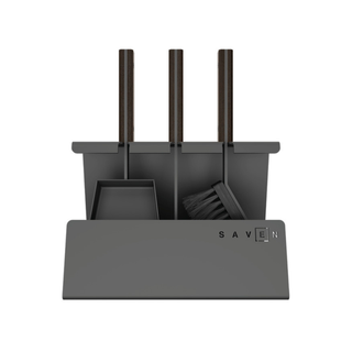 Židinio įrankiai SAVEN SET 2 S BLACK, trijų dalių židinio įrankių komplektas