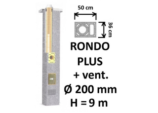 Kamino komplektas SCHIEDEL RONDO PLUS Ø200 mm su ventiliaciniu kanalu B, C, D klasės namams