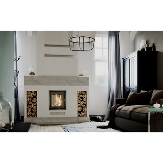 Defro Home INTRA XS OPTI židinys, 6 kW – židinio kapsulė su tiesiu stiklu, į šoną atidaromomis durelėmis