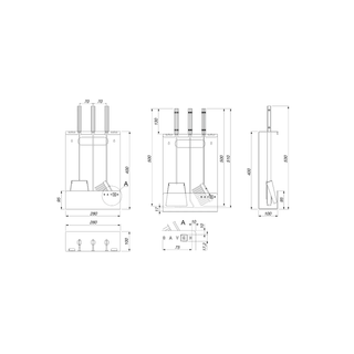 Židinio įrankiai SAVEN SET 4 L BLACK, trijų dalių židinio įrankių komplektas
