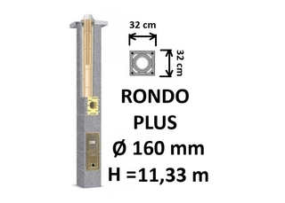 Kamino komplektas SCHIEDEL RONDO PLUS Ø160 mm, B, C, D klasės namams. Keramikinis kaminas. Keraminio dūmtraukio komplektas.