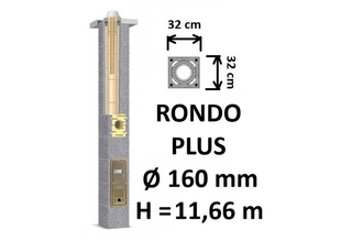 Kamino komplektas SCHIEDEL RONDO PLUS Ø160 mm, B, C, D klasės namams. Keramikinis kaminas. Keraminio dūmtraukio komplektas.