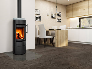 Romotop ALEA 02 lenktas apvalus židinys - apvali krosnelė su akmens plokšte