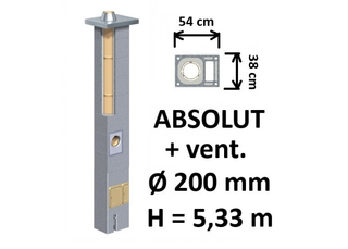 Kamino komplektas Schiedel Absolut Ø200 mm su ventiliaciniu kanalu, keramikinis dūmtraukis namams A, A+, A++