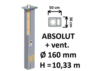 Kamino komplektas Schiedel Absolut Ø160 mm su ventiliaciniu kanalu, keramikinis dūmtraukis namams A, A+, A++ klasės