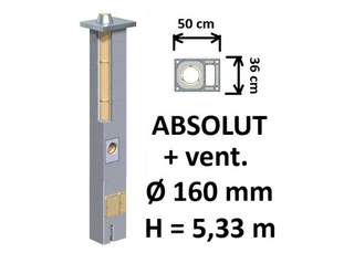 Kamino komplektas Schiedel Absolut Ø160 mm su ventiliaciniu kanalu, keramikinis dūmtraukis namams A, A+, A++ klasės
