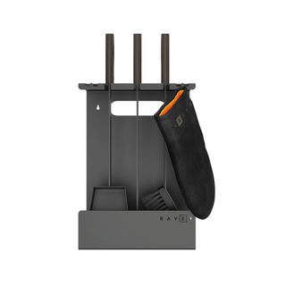 Židinio įrankiai SAVEN SET 4 L BLACK, trijų dalių židinio įrankių komplektas