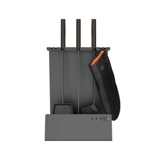 Židinio įrankiai SAVEN SET 4 L BLACK, trijų dalių židinio įrankių komplektas